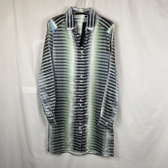 Aminaka Wilmont NWT Silk and Cotton button up shirt dress tunic size 8 - Picture 1 of 11